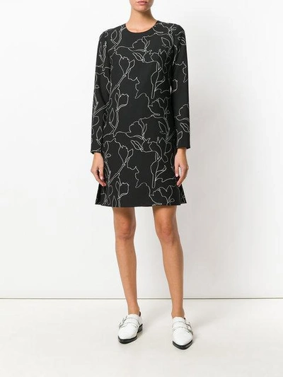 Shop Carven Embroidered Shift Dress - Black