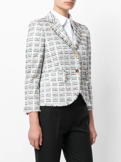 Shop Thom Browne Checkered Tweed Jacket - Multicolour