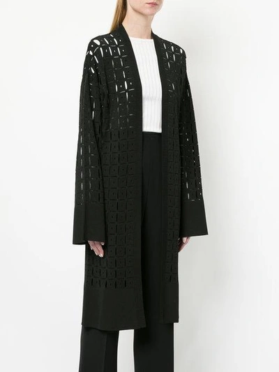 Shop Versace Pointelle-knit Cardigan In Black