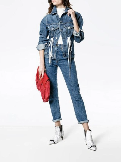 Shop Proenza Schouler Pswl Denim Drawstring Jacket In Blue