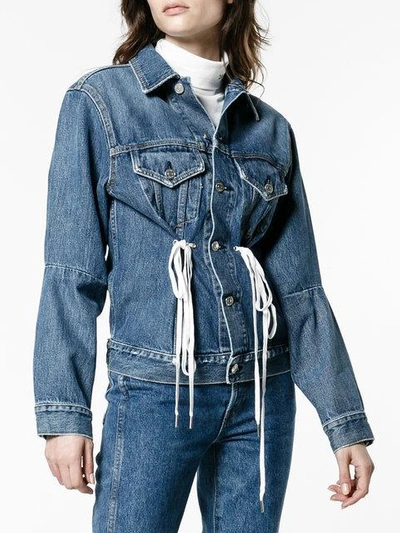 Shop Proenza Schouler Pswl Denim Drawstring Jacket In Blue