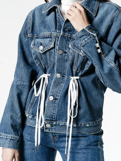 Shop Proenza Schouler Pswl Denim Drawstring Jacket In Blue