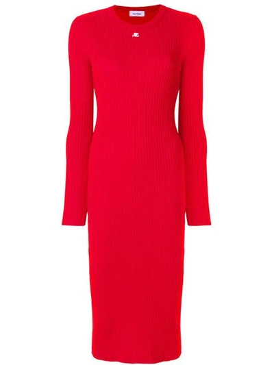 Shop Courrèges Ribbed Knitted Dress