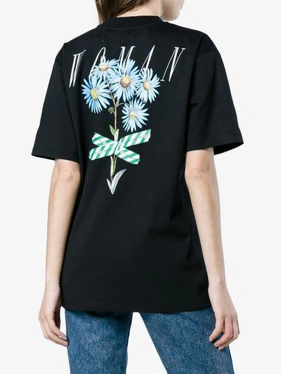 Shop Off-white Floral Woman T-shirt - Black
