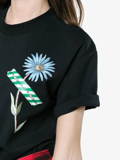 Shop Off-white Floral Woman T-shirt - Black