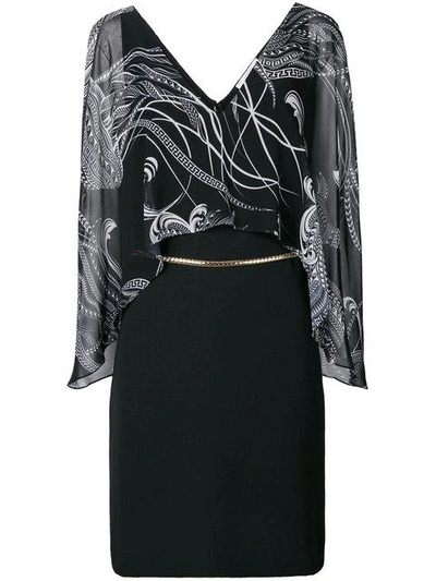 Shop Versace Collection Printed Drape Dress - Black