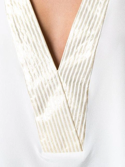 Zeus + Dione Striped Contrast Trim Blouse In Ivry