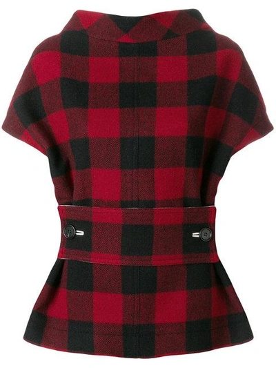 Shop Marni Structural Checked Blouse In Red