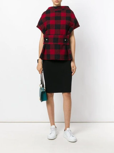 Shop Marni Structural Checked Blouse In Red