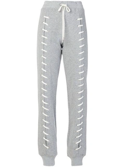 Shop Jonathan Simkhai Lace-up Detail Track Pants - Grey