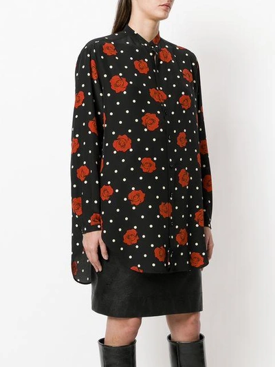 Shop Saint Laurent Floral Polka-dot Shirt - Black