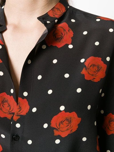 Shop Saint Laurent Floral Polka-dot Shirt - Black
