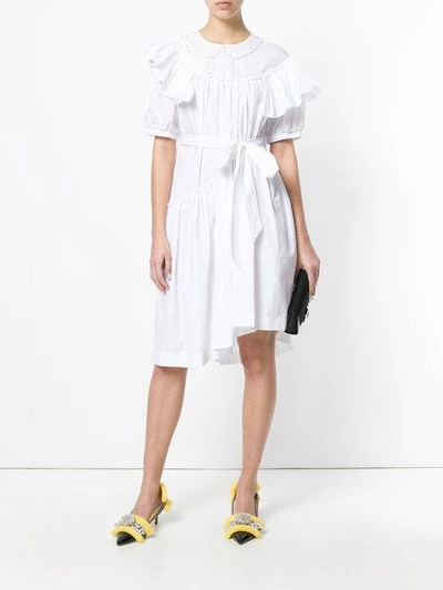 Shop Simone Rocha Ruffled Belted Dress - White