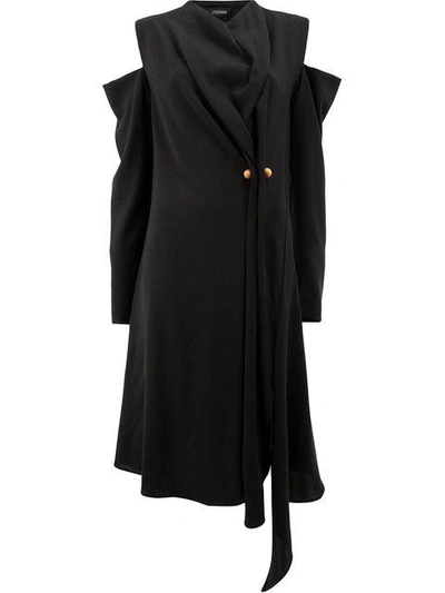 Shop Litkovskaya Drapiertes Schulterkleid Aus Wolle In Black