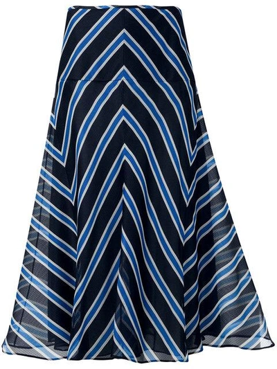 Shop Fendi Striped Flared Skirt - Blue