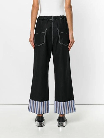 Shop Minki Cheng Striped Cuff Wide-leg Trousers In Blue