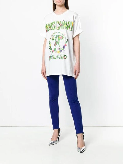 Shop Moschino Floral Logo T-shirt In White