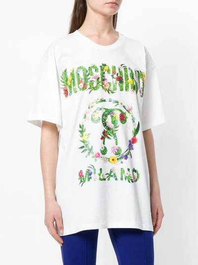 Shop Moschino Floral Logo T-shirt In White