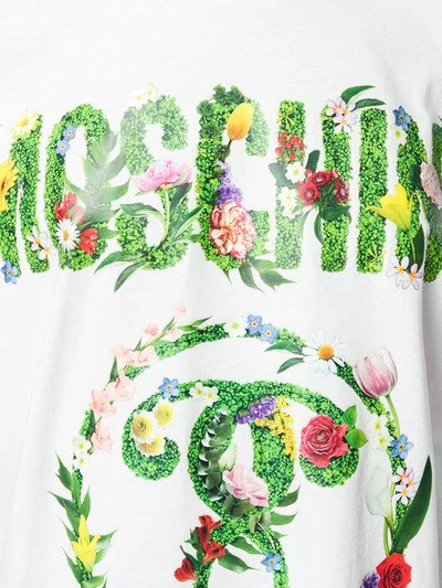 Shop Moschino Floral Logo T-shirt In White