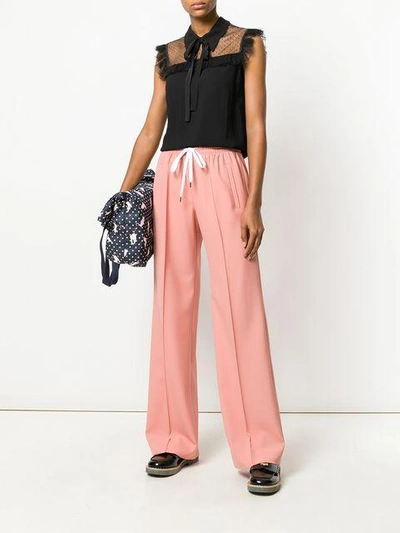 Miu Miu Stretch Wool Wide Pants In Pink