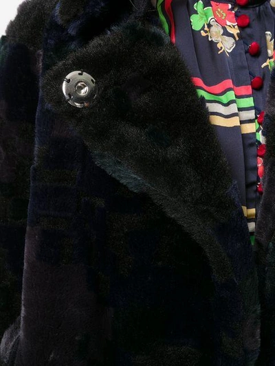 Shop Sacai Belted Faux Fur Coat