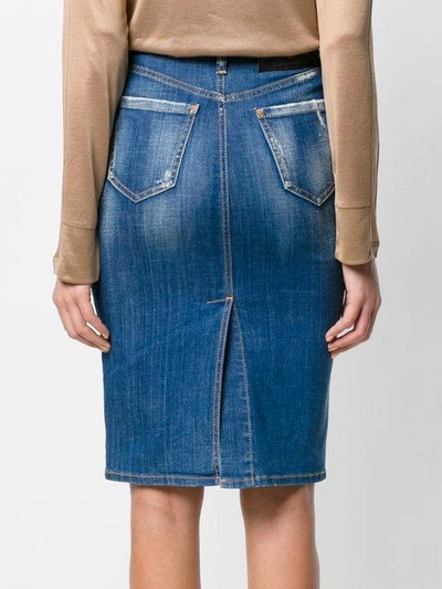 Shop Dsquared2 Ruffle-trimmed Denim Pencil Skirt