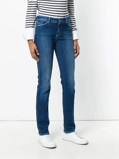 Shop Emporio Armani Faded Tapered Jeans In Blue