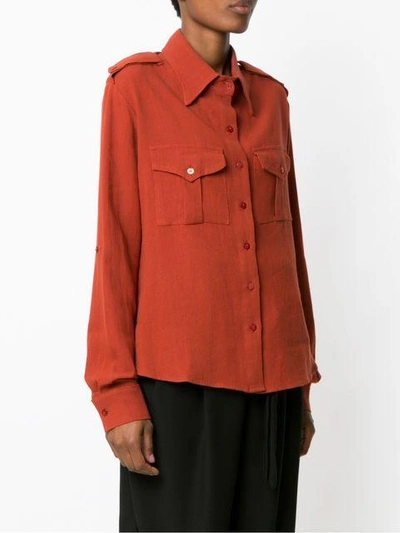 Shop Olympiah Inca Martingale Detailed Shirt In Red