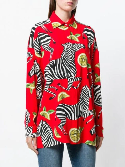 Shop Dolce & Gabbana Zebra & Lemon Print Shirt In Red