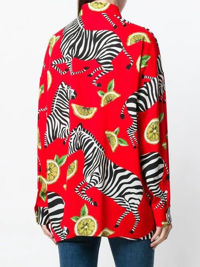 Shop Dolce & Gabbana Zebra & Lemon Print Shirt In Red