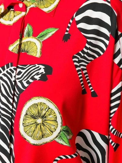 Shop Dolce & Gabbana Zebra & Lemon Print Shirt In Red