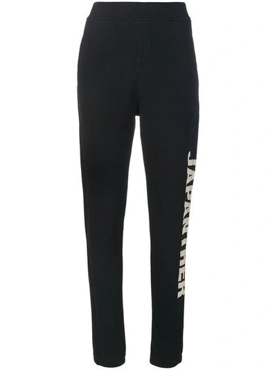 Shop Zoe Karssen Panther Print Track Pants In Black