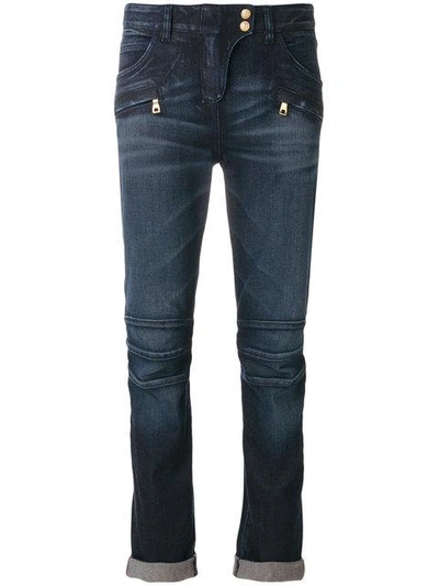 Shop Balmain Classic Cropped Jeans In Blue