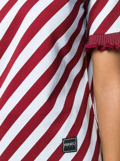 striped ruffle trim T-shirt