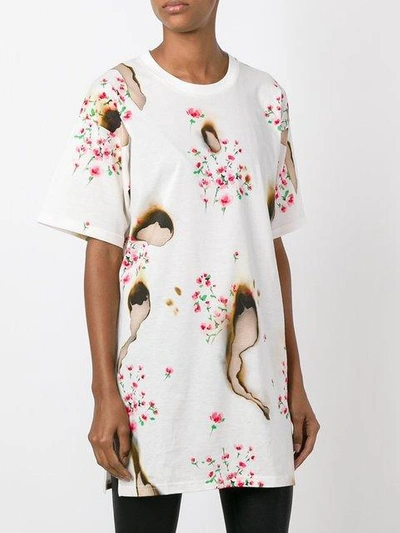 Shop Moschino Burned Effect T-shirt Dress In Neutrals