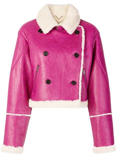 Shop Kenzo Shearling Lined Jacket - Pink