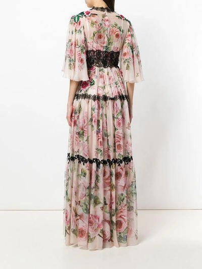 Shop Dolce & Gabbana Rose Maxi Evening Dress In Pink