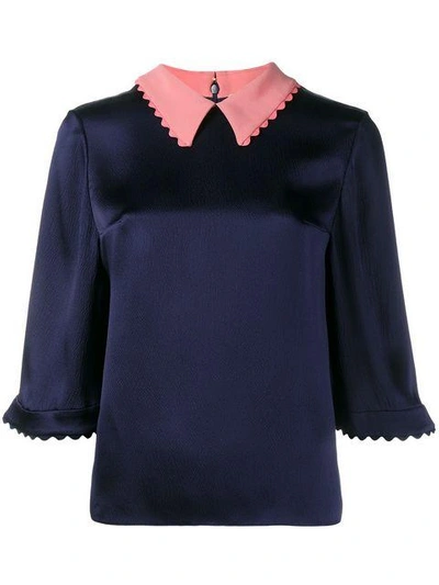 Shop Roksanda 'demi' Satin Blouse In Blue