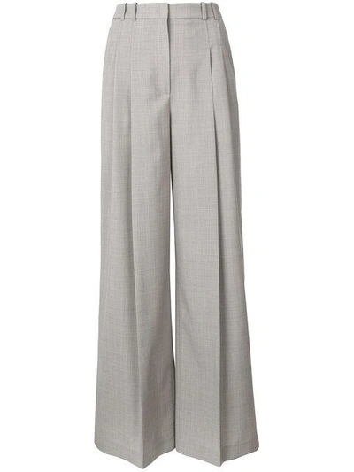Shop Jil Sander Navy High Waist Tailored Wide Trousers - Grey