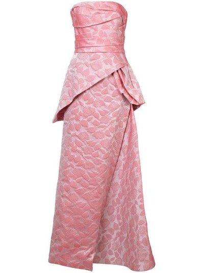 Shop Rubin Singer Rose Embroidered Gown In Pink