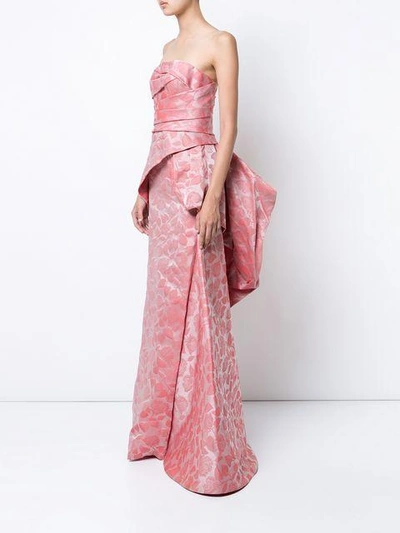 Shop Rubin Singer Rose Embroidered Gown In Pink