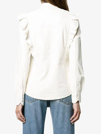 Shop Skiim Hana Leather Bow Blouse In White