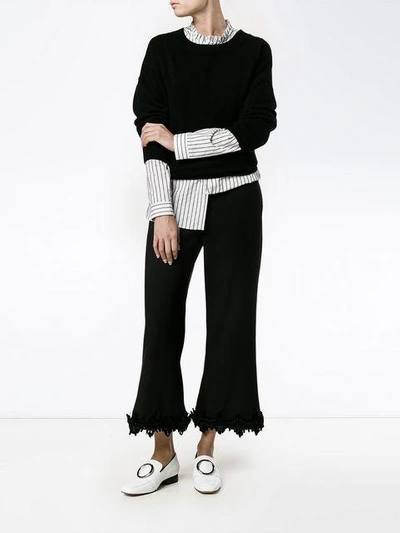 Shop Creatures Of The Wind Fringed Flared Trousers In Black