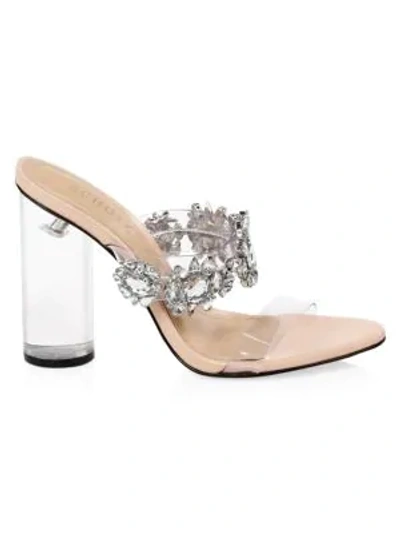 Shop Schutz Blanck Clear-heel Embellished Mules In Silver