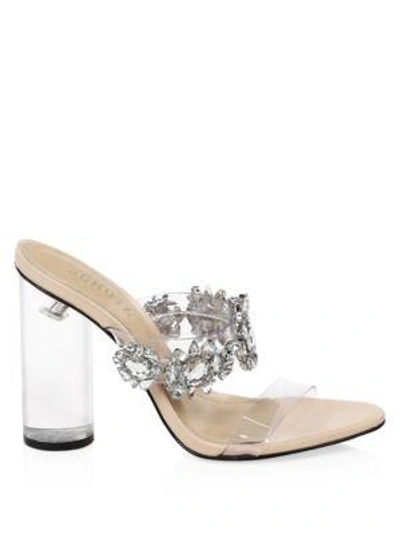 Shop Schutz Blanck Clear-heel Embellished Mules In Silver