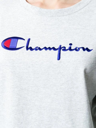 Shop Champion Logo Patch Sweatshirt - Grey