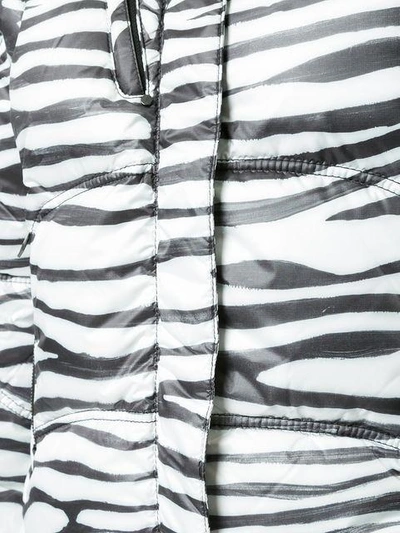 Shop Kru Zebra Stripe Puffer Jacket In White