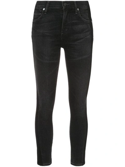 Shop Citizens Of Humanity Skinny Cropped Jeans In Black