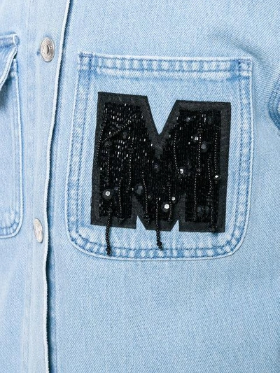 Shop Msgm Logo Patch Denim Jacket In Blue
