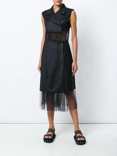 Shop Maison Margiela Sleeveless Tulle Panel Blazer Dress In Black